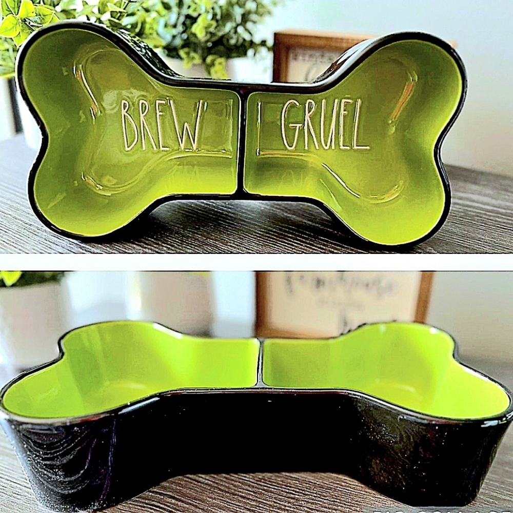 Rae Dunn Ceramic Halloween Bone Shape Pet Bowl New